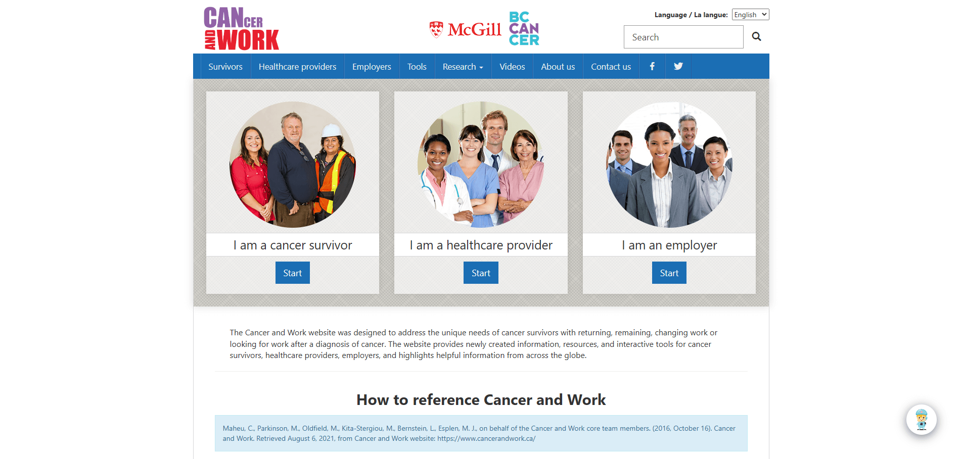 Cancer and Work website