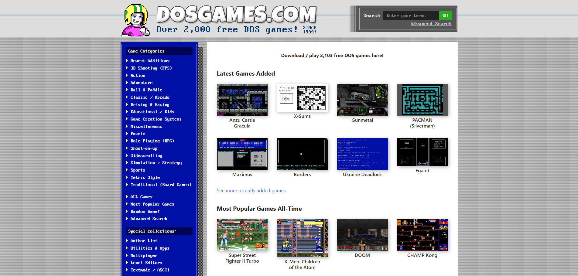 DOSGames.com website